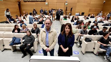 José Ángel Andrés, presidente Fundación Caja Navarra, e Izaskun Azcona, delegada de Fundación "la Caixa" en Navarra, en la presentación del VII Programa Innova