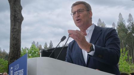 El presidente del Partido Popular, Alberto Núñez Feijóo, este sábado en Galicia