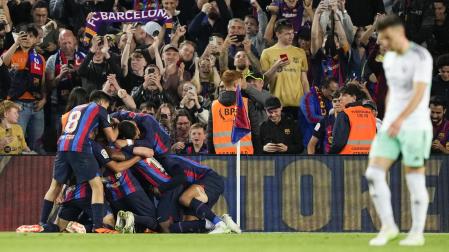 Celebración del gol del Barcelona