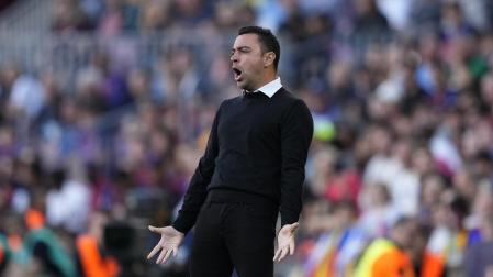 Xavi Hernández, entrenador del F.C. Barcelona, en el partido contra Osasuna