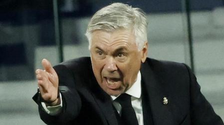 El entrenador del Real Madrid Carlo Ancelotti, en Anoeta