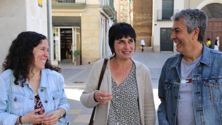 Laura Aznal, en Tudela, con otros candidatos de la formación en la Ribera