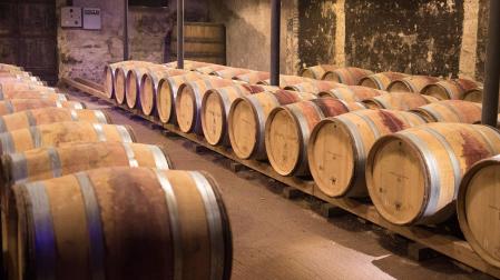 Barriles de vino en una bodega