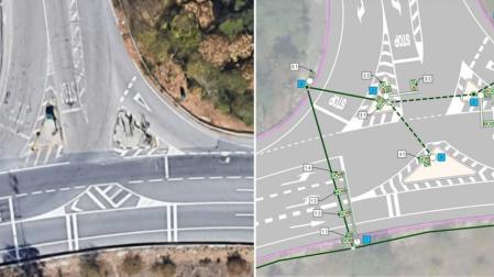 Estado actual y proyecto del nuevo carril de incorporación al polígono de Landaben
