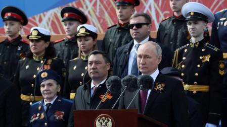 El presidente de Rusia, Vladimir Putin, durante su discurso en la plaza Roja de Moscú con motivo del Día de la Victoria
