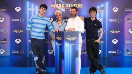Javier Calvo, Mónica Naranjo, Arturo Valls y Javier Ambrossi, en la presentación de la nueva temporada de 'Mask Singer'
