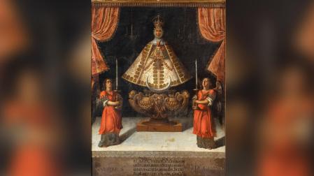 Trampantojo de la Virgen del Camino de 1675, en un lienzo de las Dominicas de la Calle Jarauta de Pamplona