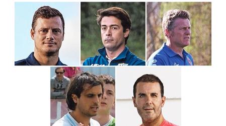 De izda. a dcha., en la fila superior, Oriol Riera, Rodrigo Hernando y Txiki Akaz. En la fila inferior, Julen Foncillas y Xabi Mata.