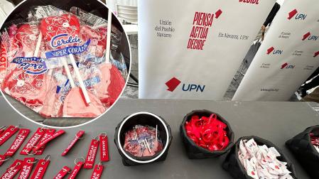 Piruletas Cerdán en la carpa electoral de UPN