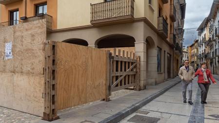 Los corrales de la calle Ruiz de Alda, instalados estos días para los encierros del fin de semana
