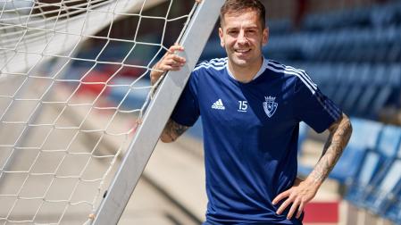 Rubén Peña, al término del entrenamiento de ayer en Tajonar. Es su primera temporada en Osasuna