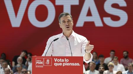 El presidente Pedro Sánchez, en un acto electoral este sábado en Valencia