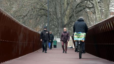 Apertura de la pasarela de Labrit en febrero de este año. La estructura permaneció cerrada desde julio de 2016 hasta este año