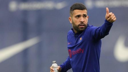 Jordi Alba, en un entrenamiento con el F.C. Barcelona
