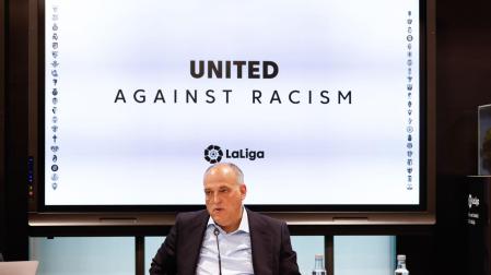 Tebas en rueda de prensa tras repasar todas las denuncias que habían presentado desde 2020