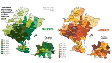 Consumo de ansiolíticos y antidepresivos por zonas básicas de salud en Navarra