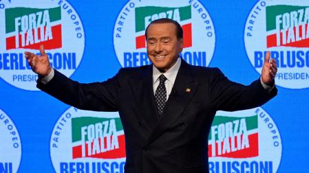 El ex primer ministro de Italia Silvio Berlusconi, en un acto de su partido Forza Italia