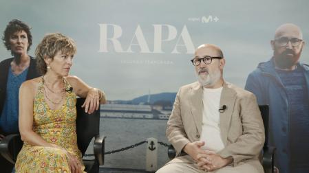 Mónica López y Javier Cámara, en la presentación de la segunda temporada de 'Rapa', que se estrena en Movistar+ este 15 de junio