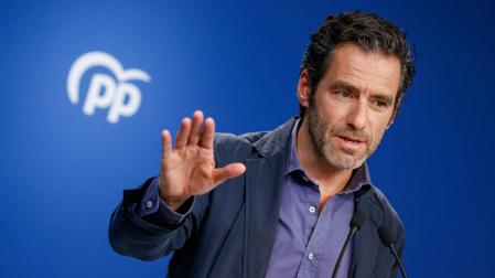El portavoz de Campaña del PP, Borja Sémper, este lunes durante la rueda de prensa posterior a la  la reunión del Comité de Dirección del partido