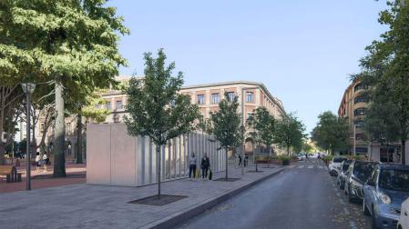 Recreación de la entrada del aparcamiento de la calle Sangüesa