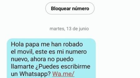Uno de los mensajes fraudulentos