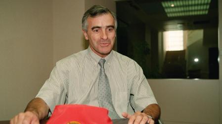 Félix Zalba, tras su nombramiento como presidente de los donantes de sangre, en 1998