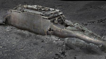 Imagen de un mapeo digital de los restos del Titanic