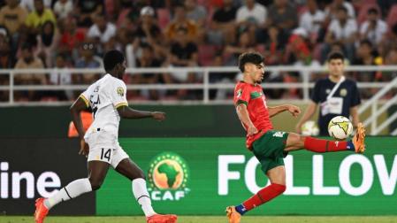 Abde, capitán y estrella con Marruecos sub23, controla el balón en el duelo frente a Ghana