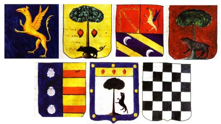 Escudos de las calles Santo Domingo y Zapatería y del barrio de la Rochapea