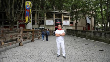 Jokin Zuasti Urbano, en el tramo que desemboca en el callejón, su tramo preferido del encierro