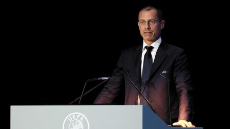 Aleksander Ceferin, presidente de la UEFA, en una comparecencia