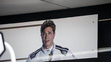 Una imagen del actor Brad Pitt, en el circuito de Silverstone (Reino Unido)