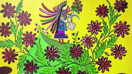 Una de las obras coloristas de Maria Prymachenko, que se inspiraba en el folclore ucraniano