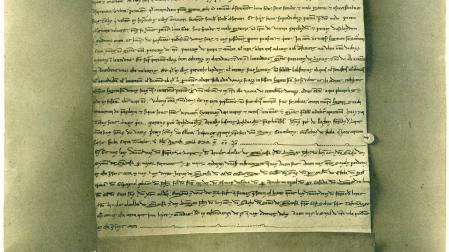 Carta de concordia entre el rey Sancho VII y el obispo Ramiro para la pacificación en 1222 del burgo de San Cernin, la población de San Nicolás, la ciudad de la Navarrería y el barrio de San Miguel