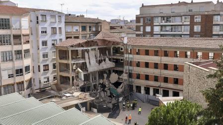 Imagen del derrumbe de un edificio en Logroño./