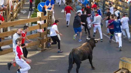 Imágenes del segundo encierro de las fiestas de Tudela 2023