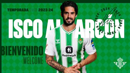 Con esta imagen ha anunciado en su web el Betis el fichaje de Isco