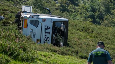 Accidente de autobús en la ruta entre Covadonga y los Lagos, en el parque Nacional de los Picos de Europa
