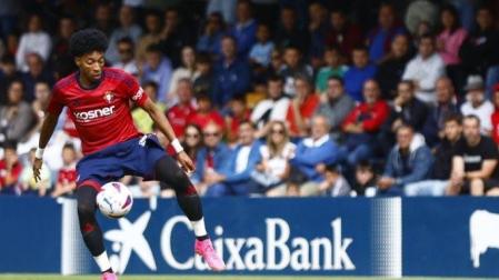 Mojica, este viernes, en el amistoso en Tajonar ante el Alavés