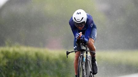 Óscar Rodríguez en acción, durante la contrarreloj larga del pasado Giro de Italia. El burladés regresa 90 días después
