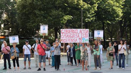 Manifestación contra el parking de la calle Sangüesa frente a la puerta del Parlamento
