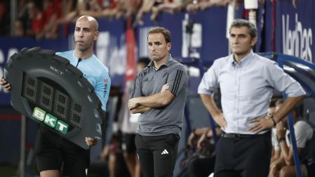 Jagoba Arrasate y Ernesto Valverde, en El Sadar