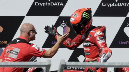 Francesco Bagnaia celebra la victoria en el GP de Austria