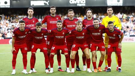Once de Osasuna en el partido contra el Valencia