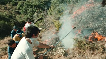 Apagando el incendio en Olleta