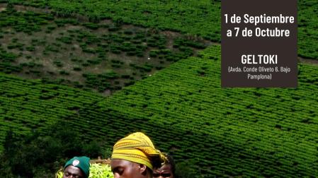 Cartel de la exposición fotográfica en Geltoki organizada por la Coordinadora de ONGD de Navarra