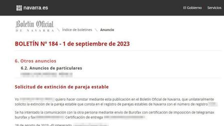 Captura del anuncio publicado en el BON de este viernes