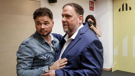 El líder de ERC, Oriol Junqueras, y el diputado republicano Gabriel Rufián