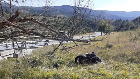 Lugar en el que se ha producido la salida de vía de un motorista en Navascués