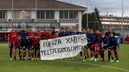 La plantilla del Promesas mandó ánimos a Xabi Huarte